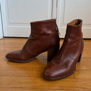 Madewell Brown Leather Heeled Ankle Boots Sz 9.5M